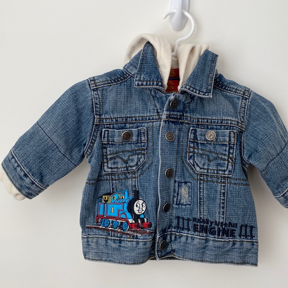 Thomas The Train Jean Jacket with Hood. 12 mo